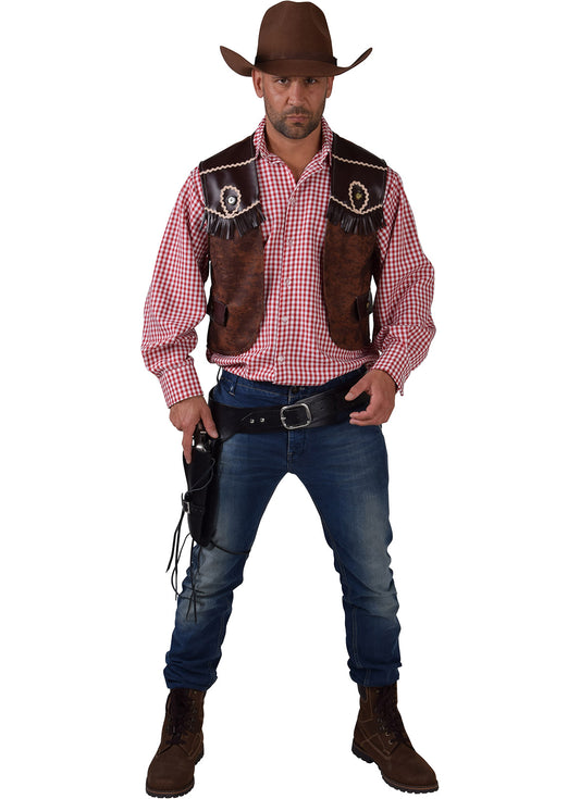 Bruine vest voor cowboys - voor volwassenen