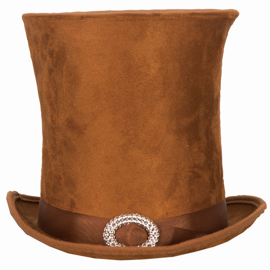 Bruine hoge hoed - Mad Hatter / Steampunk