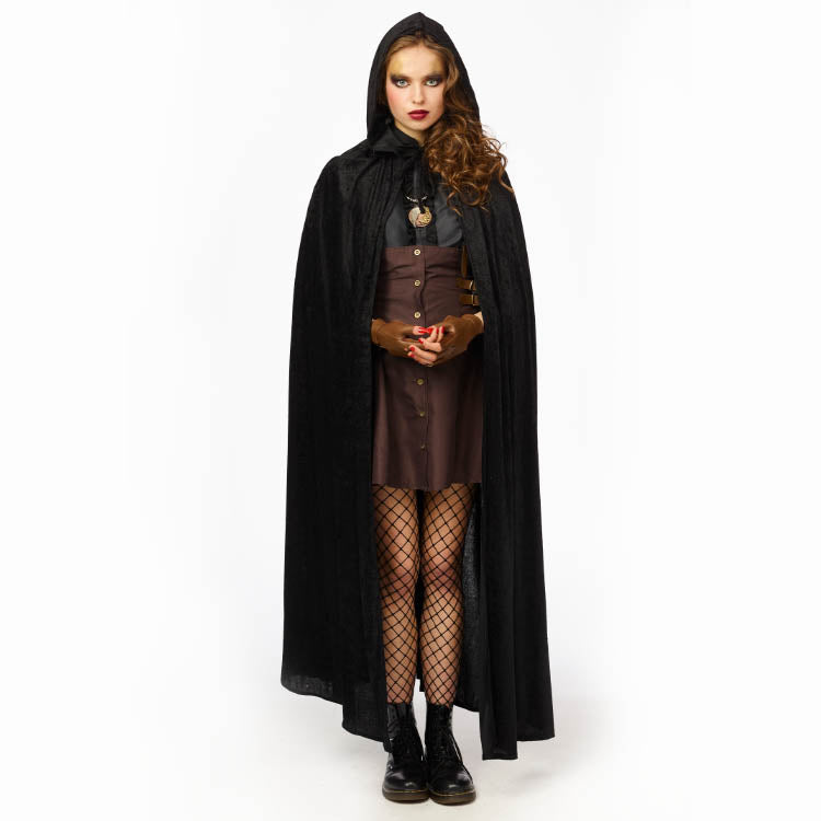 Zwarte cape met kap
