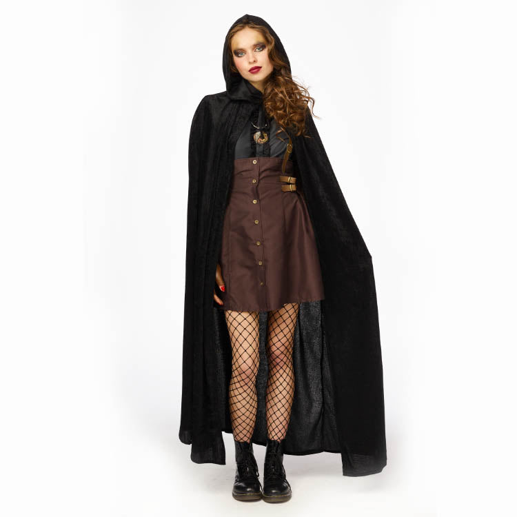 Zwarte cape met kap