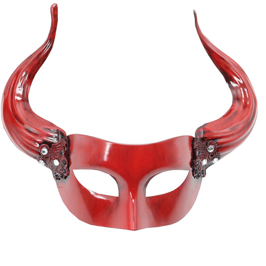 Venetiaans masker met hoorns - rood of metaalkleur