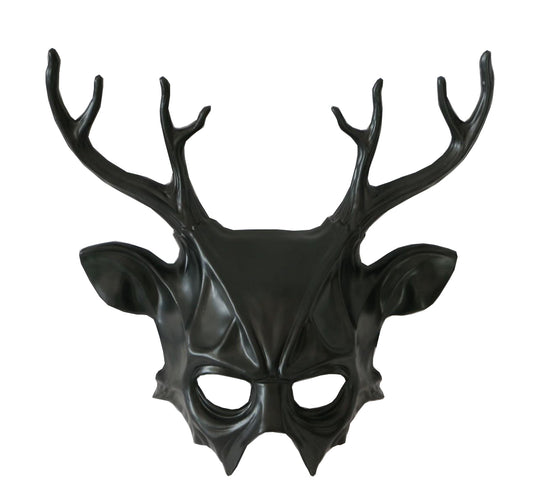 Masker Dark Elf - Zwart masker met oren en gewei